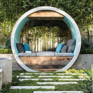 Calming Garden with Elements Made of Concrete Pipe ? Pipe Dream